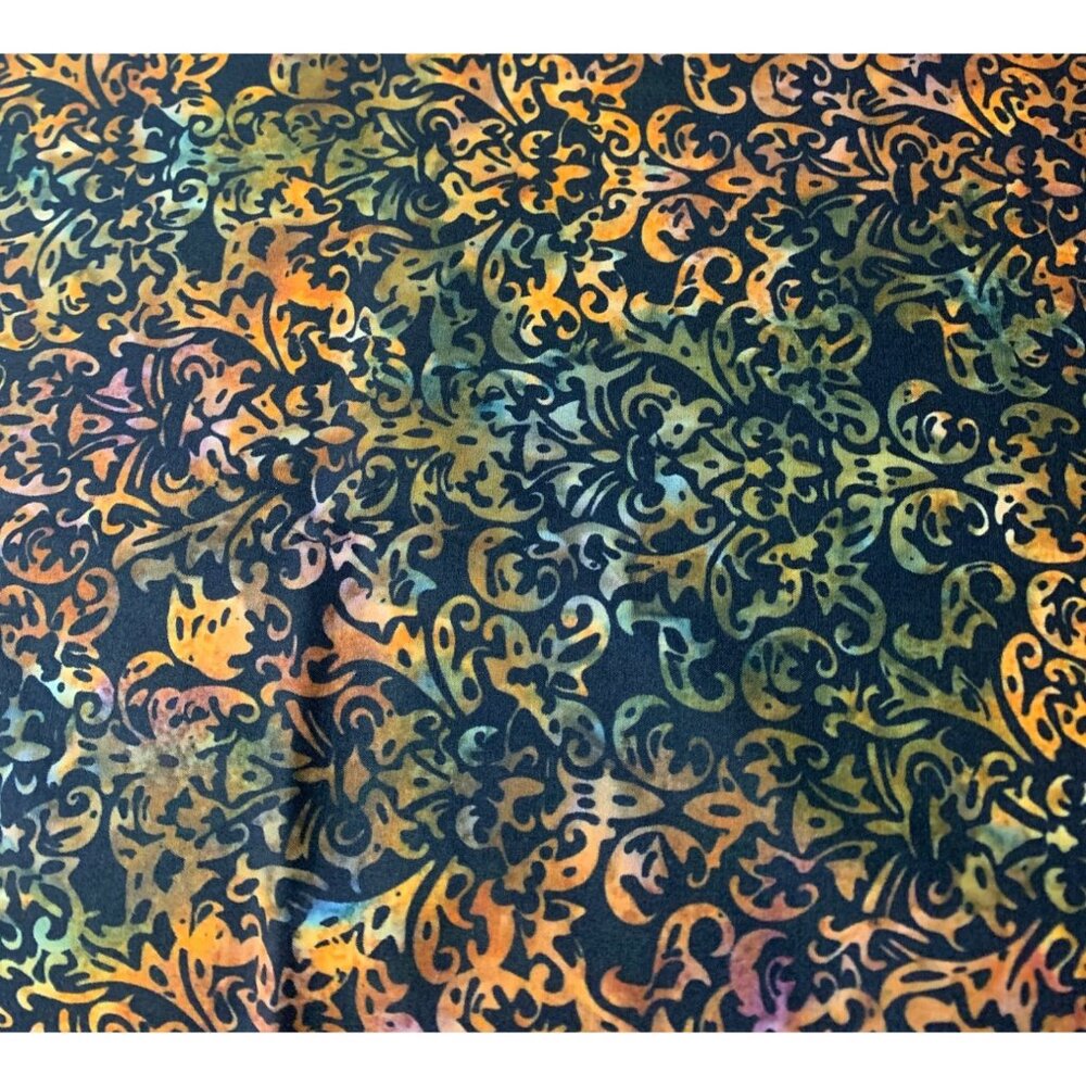 Colorful Batik Fabric 1/4 Yard Cotton with Swirling Floral Design 42" Wide